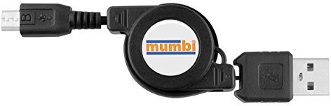 Mumbi - Cable retráctil de USB 2.0 tipo A a micro USB tipo B, conector en ángulo de 90º