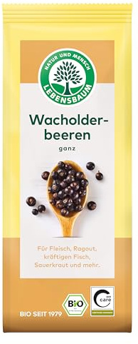 Lebensbaum Wacholderbeeren, Bio-Gewürz für Soßen, Fleisch- und Fischgerichte, würzig-süßer Geschmack und einer herben Note, ganz, 30 g