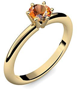 Goldring Citrin 585 + inkl. Luxusetui + Citrin Ring Gold Citrinring Gold (Gelbgold 585) - Precious Amoonic Schmuck Größe 60 (19.1) AM195 GG585CIFA60