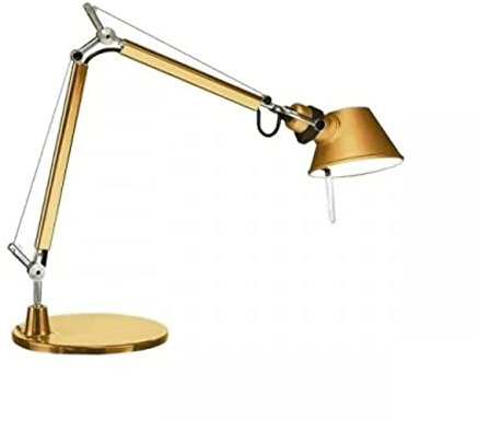 Artemide Tolomeo Micro Table Tischleuchte in der Farbe: Gold, aus Aluminium, Stahl hergestellt, Maße: 45 x 37 cm, Durchmesser Fuß: 17 cm, 0011860A