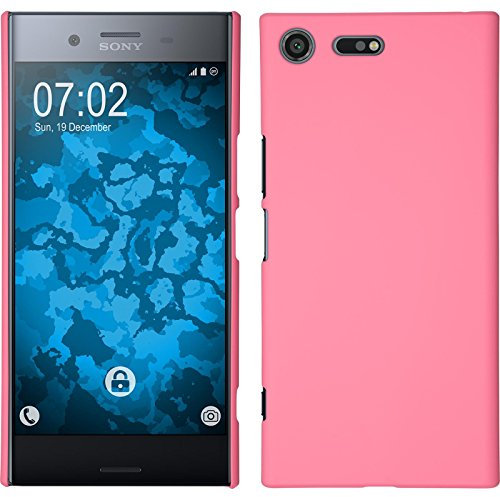 PhoneNatic Case kompatibel mit Sony Xperia XZ Premium - Hülle rosa gummiert Hard-case + 2 Schutzfolien