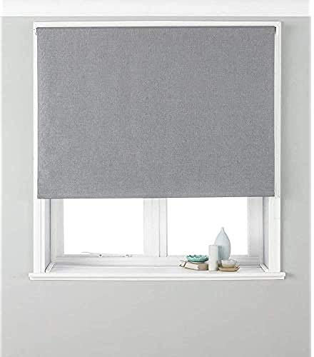 Eclipse Blackout Roller Blind - Silver Grey - Ready Made (Fittings Included) - Temperature Control - Adjustable - 100% Polyester - 61cm width x 162cm drop (24 x 64 inches) - Made by Riva