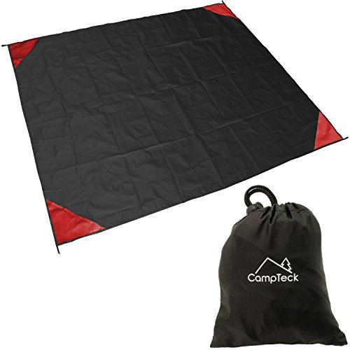 CampTeck U6819 Taschen Picknickdecke Outdoor(140 x 170 cm) Taschenunterlegplane Wasserfest Polyester Pocket Blanket für Outdoor, Wandern, Strand, Campen, Fischen, Reisen mit Tragetasche - Schwarz