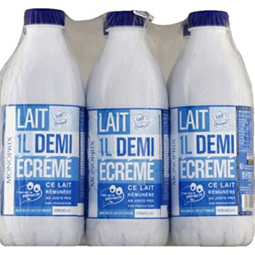 Monoprix Lait demi-écrémé, stérilisé UHT - Les 6 bouteilles de 1L