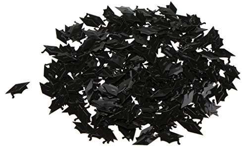 Metallisch Streudeko Streuartikel Tischdeko für Geburtstag und Party, Schwarz grad cap, 2,3 x 1,2 cm