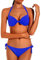 EONAR Damen Bademode Nackenträger Push up Bikinioberteil mit Underwire Einstellbar Seitlich Bindungen Bikini-Sets, Gr.- 70D/75D/80C/85B (XL)Blue