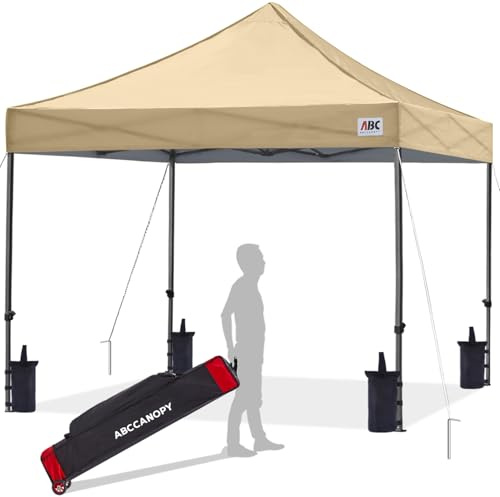 ABCCANOPY Pavillon 3x3M WASSERDICHT Flatpavillon Pop-up Gartenzelt Festzelt,Beige
