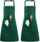 Auranso 2 Pack Aprons, Adjustable Neck Chef Apron with 2 Pockets Kitchen Cooking Apron for Women Men Home Baking Gardening BBQ Craft Restaurant Green