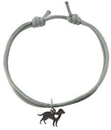 Hunde Armband Edelstahl grau Segeltau verstellbar