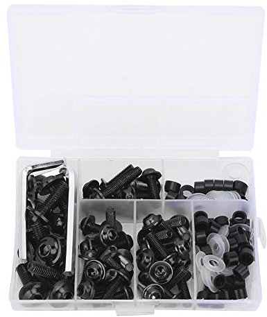 158 pièces/ensemble Kit de boulon de carénage de pare-brise de moto universel ABS + fixations en aluminium Clip vis de carrosserie Kit d'écrou variété de couleur(noir)