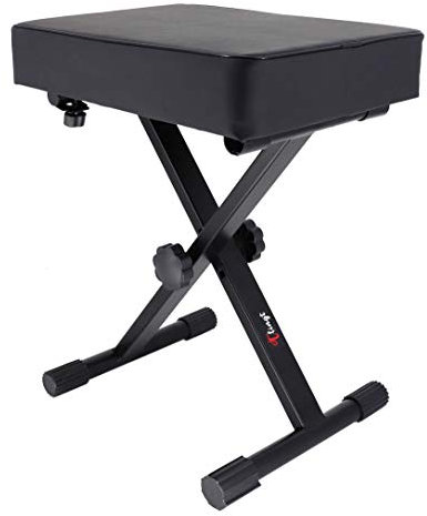 Tlingt Support Adjustable Keyboard Bench, High-Density Piano Bench with Extra-Thick Padded Seat, 7-Level Locking Height (46-59cm), Musician Grade Keyboard Stool for Long Session Comfort/Black