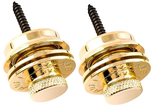 Musiclily Pro Stahl Heavy Duty Gitarre Strap Locks Buttons Security Locks Gitarrengurt Knöpfe Gitarrengurt Schloss für E-Gitarre Akustik Klassische Gitarre Bass, Gold (2 Stück)