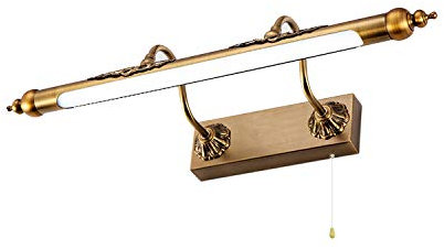 ACMHNC Vintage Spiegelleuchte Bad Mit Schalter, IP44 Badlampe Braune Bronze Retro Spiegellampe Badezimmer Mit Arc Arm Einstellbarer, Antike Wandleuchte Innen Aus Metall, 4000K Schminklicht,45cm/8w