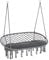 Outsunny 2-Seater Hanging Hammock Chair with Soft Cushion, Cotton-Polyester Blend Macrame Hanging Rope Chair with Metal Frame, for Patio, Garden, Balcony, Living Room, Dark Grey