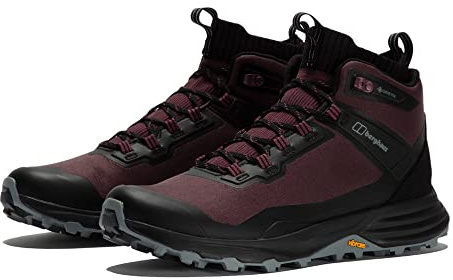 Berghaus Damen VC22 Multisport Gore-Tex Wanderstiefel, wasserdicht, mittelhoch | Strapazierfähig | Wasserdicht | Atmungsaktiv | Gore-Tex | Vibram Schuhe, Weinrot/Schwarz, 7.5