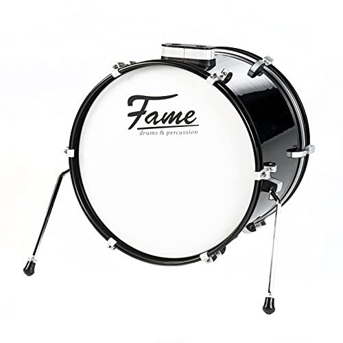 Fame First Step Bass Drum 18x14, Piano Black, Mischholz Kessel, Aluminium Hardware, Vorgedämpftes Fell, Robuster Stahlspannreifen, Ideal für Schlagzeug Anfänger