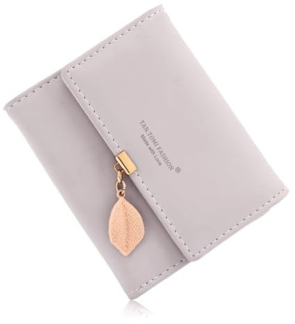 CALIYO Geldbeutel Damen aus Glattem und Weichem Synthetisches Leder Geldbörse klein Kurzformat Portemonnaie Farben mit vielen Fächern(Helllila)