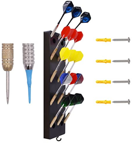 YYST Dart-Halterung, Wandhalterung, Ständer, Caddy, Display-Rack, Kunststoff, hält 15 Dartpfeile aus Stahl oder weicher Spitze, mit Schrauben (1)