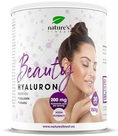 Nature’s Finest Beauty Hyaluron Kollagen Pulver – Hochdosiert mit 200 mg Hyaluronsäure & 2500 mg Kollagen pro Portion – Mit Vitamin C für Straffe, Hydratisierte Haut - 150g