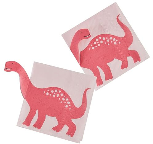 Ginger Ray Papierservietten, Party wie ein Dinosaurier, Rosa, 16 Stück