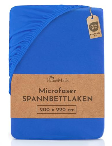 NatureMark Microfaser Boxspringbett & Wasserbett Spannbettlaken 200 x 220 cm - 40 cm Steghöhe - 200x220cm Spannbetttuch - 100% Polyester, Royal blau