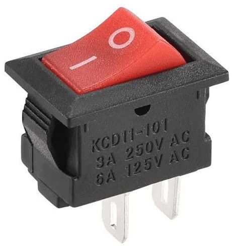 CABLEPELADO Interruptor basculante, Interruptor 2 posiciones, Interruptor 2 vias, Interruptor 2 pines, Interruptor 2 terminales, Interruptor ON/OFF SPST, 16 A 250 VAC | 10A 125VAC, Rojo sin Luz