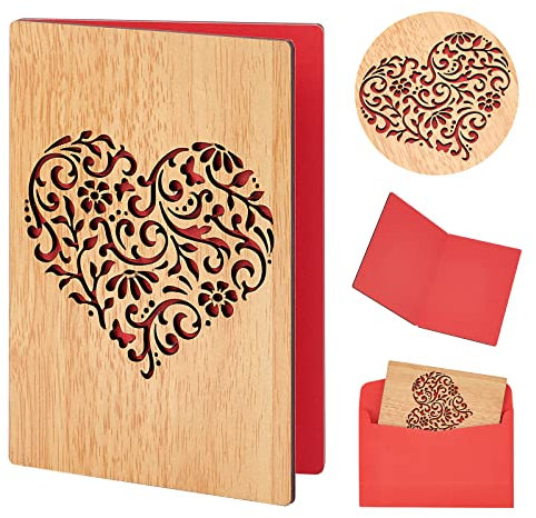 craspire Herz Holzkarte, Karte Zum Hochzeitstag Aus Holz, Hohles Herz-Design, Handgefertigte Holz-Grußkarte Geschenke Für Hochzeiten, Jubiläen, Muttertag, Valentinstag, Geburtstage