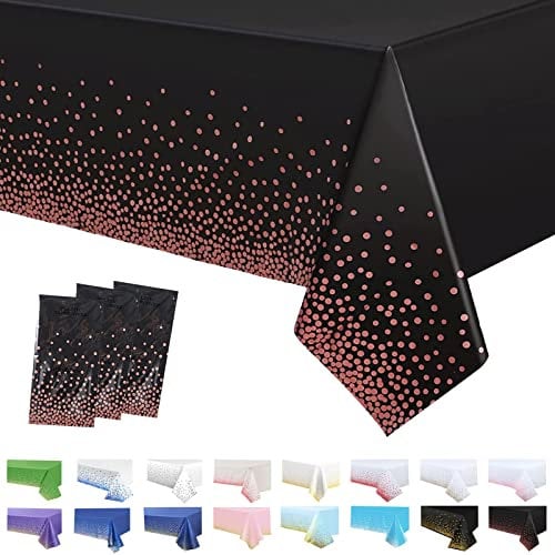 3 Stück Tischdecke Rechteckig Schwarz Halloween Tischdecke,Punkte 137*274cm Tischdecke Papierrolle Einweg Tischdecke aus Kunststoff,Wasserdichte Ölbeständig Tischdecken für Party,Picknick,Geburtstags