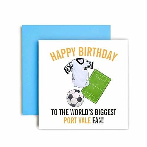 Huxters Football Cards for Port Vale Fans – Happy Birthday Card for Dad, Husband, Grandad, Brother, Son – Men Birthday Card for him - Football Themed Illustrations 14.8cm (Port Vale)