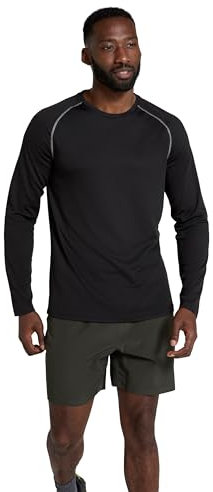 Mountain Warehouse Endurance Mens Top – Long Sleeves, Quick Dry T-Shirt, Highly Breathable Tee, UPF50 Protection Tee Shirt – for, Travelling, Walking, Gym Jet Black XL