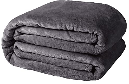 Casabella Deluxe Soft Faux Fur Mink Fleece Throw Blanket-200X240 CM, Sofa Throws, Cozy Warm Blanket Throw for Bed, Settees, King Grey Fleece Blankets