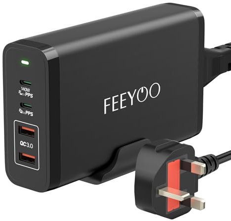 FEEYOO 245W-USB-C-Charger,4-Ports GaN PPS-Charger 140W 100W USB-C-Travel-Charger Compatible with MacBook Pro/Air, iPad Pro, Dell XPS,iPhone14 13,Galaxy S22/S21,and More