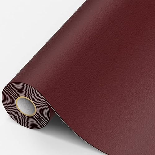 MICTER Pelle Adesiva per Riparazioni, 15x200cm Patch Pelle Adesiva, Toppe per Riparazione Autoadesive per Riparazione per Divano, Sedile Auto, Mobili, Borsa in Pelle, Tappezzeria(Rosso vino)