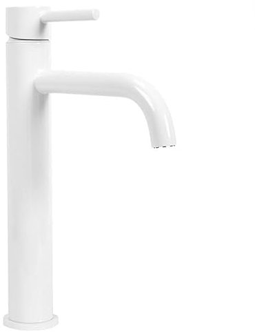 Rea Waschtischarmatur LUNGO WHITE HAUT Wasserhahn Bad Badarmatur aus Messing Armatur für Waschbecken Badezimmer Mischbatterie Waschbecken Einhebel (Weiß)