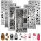 MWOOT 6 Stücke Nagel Schablone Stempel, Schmetterling Blume Spitze Katze Hund Schlange Thema Nagel Kunst Stempelplatte, Nail Art Plates Nagelstempel Maniküre Tool Kit