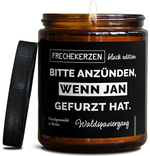Lustige Duftkerze mit Spruch für Freunde, Geschwister, Papa | Handgemacht aus Sojawachs |Personalisierte Geschenkkerze In Geschenkbox | Valentinstag Geschenk Geburtstag |Wald