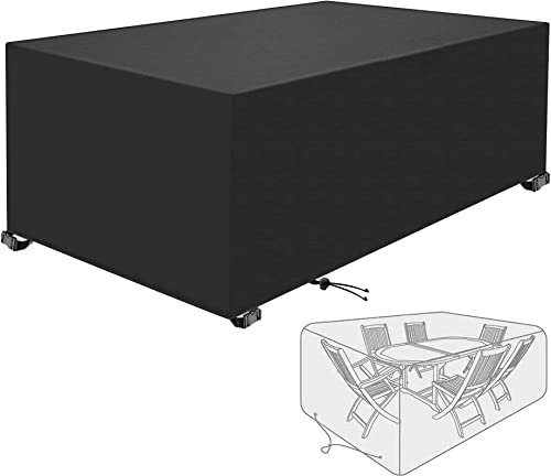 KDXAOBEI Abdeckung Gartenmöbel Winterfest 220X120X100cm Abdeckplane Gartenmöbel 600D Oxford Gewebe Schutzhülle Wasserdicht Winddicht UV-Beständiges für Gartentische und Möbelsets Schwarz