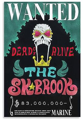 Animation One Piece Wanted Poster Brook Bild Druck Leinwand Poster Wandfarbe Kunst Poster Dekor Moderne Heimkunstwerke 30 x 45 cm