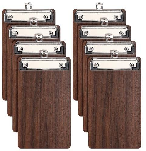 A6 Porte Blocs en Bois, 8 Pièces Mini Porte-Bloc avec Pince,Planchettes à Pince Porte-Formulaires Clipboard