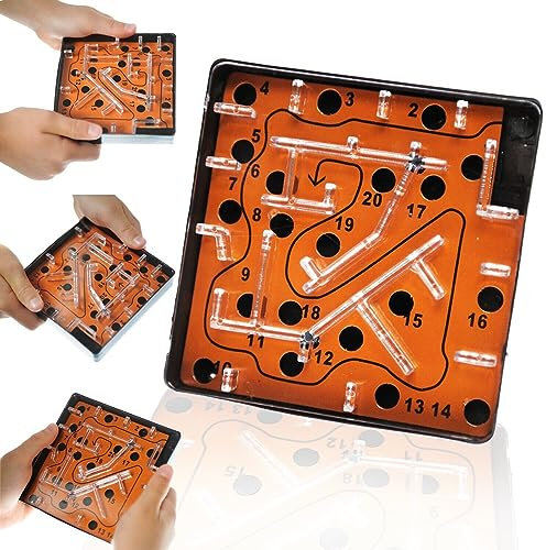 4X Labyrinth mit Kugel | 10cm in Orange | perfekt als Mitgebsel | Geduldsspiel pädagogisches Lernspiel Balancespiel