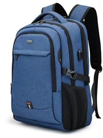 FANDARE Laptop-Rucksack Herren Damen Schulrucksack mit USB-Ladeanschluss Handgepäck Geschäft Arbeiten Schulranzen Laptoptasche für Arbeit Reisen Wandern Tagesrucksack Daypacks Hochschule Blau