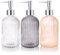 RETON Lot de 3 Distributeur Savon Verre, Flacon Pompe Verre de 14 oz avec Pompe en Plastique Antirouille, Distributeur de Savon Liquide Rechargeable pour Les Mains pour Salle de Bain