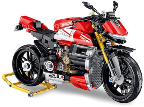 Pasyru Technik Motorrad für Streetfighter V4 SP, 981 Teile Technik Rennen Motorrad Bausteine Bauset, MOC Klemmbausteine Supermotorrad Modell für Kinder Erwachsene (672006)