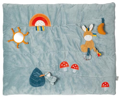 Nattou Rechteckige Krabbeldecke mit verschiedenen Aktivitäten, Aus Polyester, Ca. 80 x 100 cm, Felix und Leo, Bunt