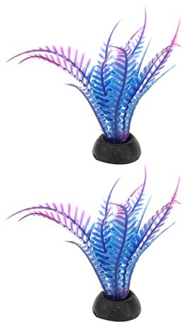 CAPASTEC Aquarium Plastic Plants, Artificial Aquatic Plant for Fish Tank Landscape 3.54 Inch (Purple Blue) 2Pcs