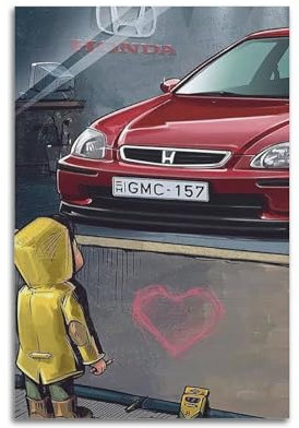 KAIPA JDM Sportwagen-Poster für Civic mit Jungentraum Auto-Poster, dekoratives Gemälde, Leinwand-Wandposter und Kunstdruck, modernes Familienschlafzimmer-Dekor-Poster, 30 x 45 cm