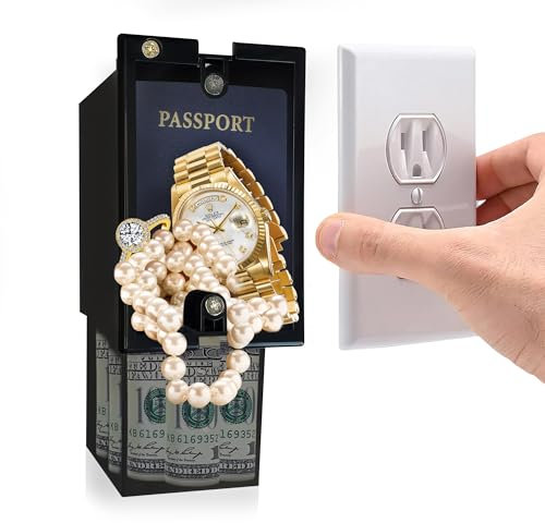 Cassaforte da parete nascosta per presa elettrica (installazione semplice, si attacca magneticamente per un facile uso) nascondigli per oggetti di valore, nascondigli in bella vista chiave soldi