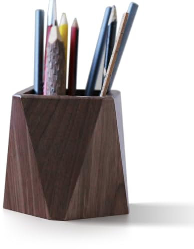 Joy PerfvmE Stiftehalter aus Walnussholz – Robustes, Umweltfreundliches Schreibtischzubehör, Ohne Geruch (Rhombisch)