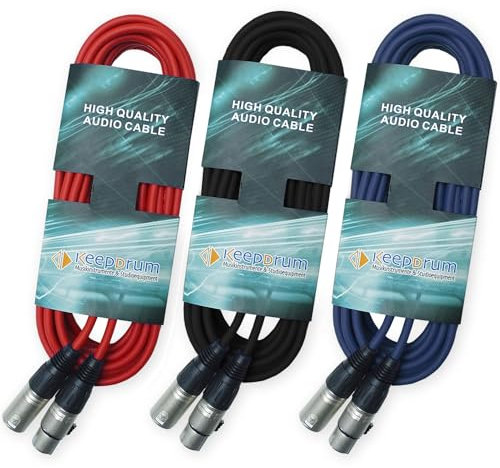 keepdrum DMX Kabel Set Rot Blau Schwarz 6m