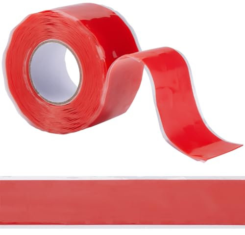 GORGECRAFT 3m X 25mm Reparatur-Dichtungs-Isolierband Wasserdichtes Selbstverschmelzendes Silikonband Mehrzweck-Verschmelzungs-Gummibänder Für Notfall-Rohrleitungen Wasserschlauch-Lecks Umwicklung Rot